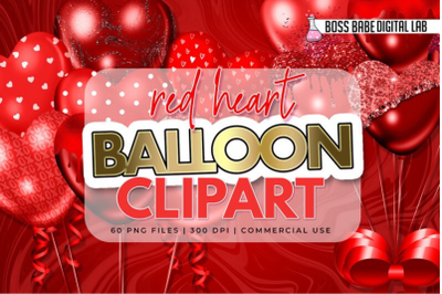 Red Romantic Heart Balloon Clipart: &quot;Birthday CLIPART&quot;