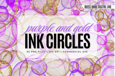 Purple and Gold Ink Circle Overlays