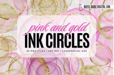 Pink and Gold Ink Circle Overlays