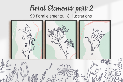 Floral Elements  Part 2 Illustration Set