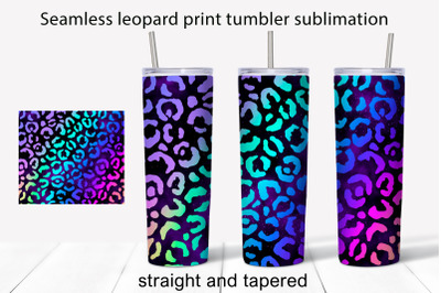 Rainbow leopard print tumbler sublimation 20 oz wrap design