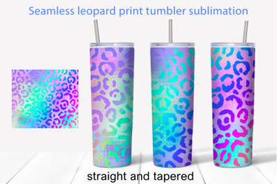 Rainbow leopard print tumbler sublimation 20 oz wrap design