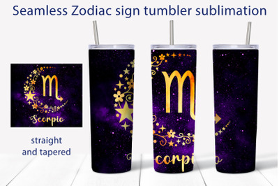 Zodiac sign tumbler sublimation png 20 oz Full wrap design