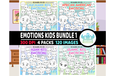 Emotions Kids Digital Stamps 1 - Lime and Kiwi Designs