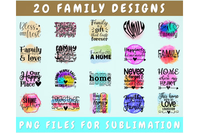 Family Sublimation Designs Bundle, 20 Designs, Family PNG Files