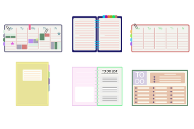 Collection of planner notepads and diary for notes