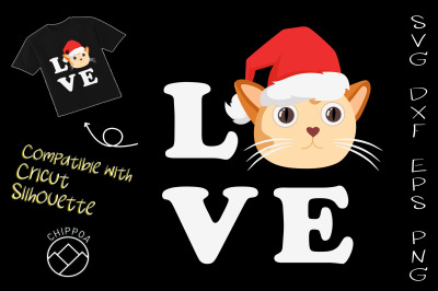 Love Cat Christmas Cat Lover Svg