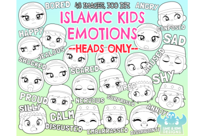 Islamic Kids Emotions - Faces Digital Stamps