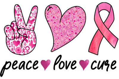 Peace Love Cure Cancer Sublimation