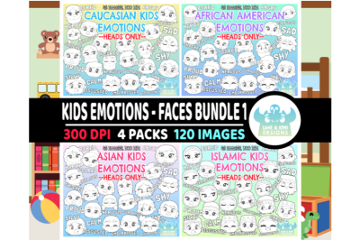 Emotions Kids (Faces) Digital Stamps Bundle 1