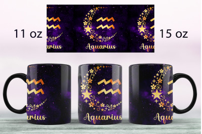 Aquarius Zodiac sign mug sublimation png Full wrap design