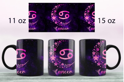 Cancer Zodiac sign mug sublimation png Full wrap design