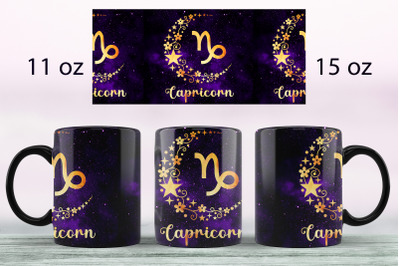 Capricorn Zodiac sign mug sublimation png Full wrap design