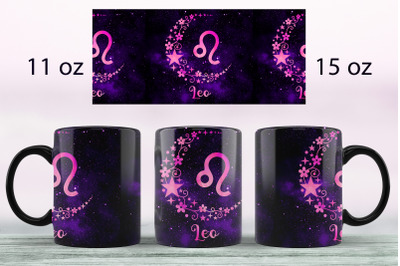 Leo Zodiac sign mug sublimation png Full wrap design