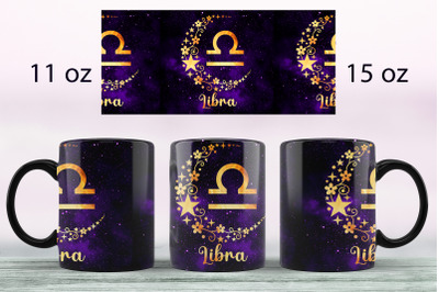 Libra Zodiac sign mug sublimation png Full wrap design