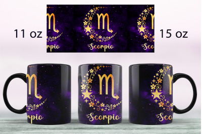 Scorpio Zodiac sign mug sublimation png Full wrap design