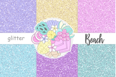 Beach Digital Textures | Pastel Glitter Background