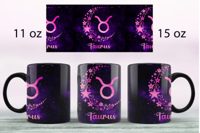 Taurus Zodiac sign mug sublimation png Full wrap design