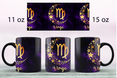 Virgo Zodiac sign mug sublimation png Full wrap design