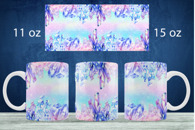 Crystal glitter mug sublimation png Unicorn ombre mug design