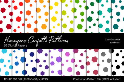 Hexagons Confetti Digital Papers