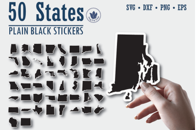 50 States Stickers | Plain Black Stickers
