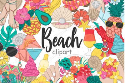 Beach Clip Art Bundle | Tropical Planner Graphics