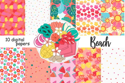 Beach Digital Paper | Flowers Tileable Pattern