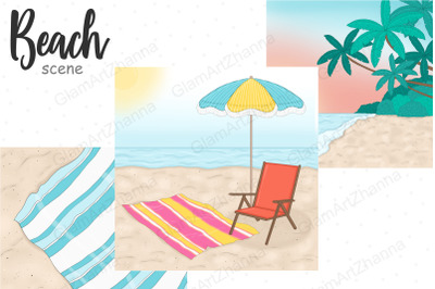 Beach Landscape | Sandy Seashore Illustration