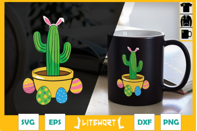 Easter Basket Bunny Eggs Cactus