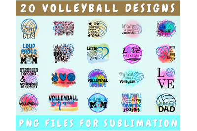 Volleyball Sublimation Designs Bundle, 20 Designs, Volleyball PNG File
