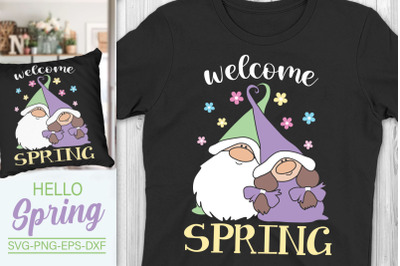 Hello Spring Svg, Spring Gnomes Svg