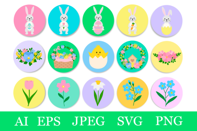 Easter Stickers. Bunny sticker PNG. Easter Sticker Printable
