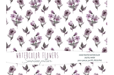 Watercolor simple floral seamless pattern