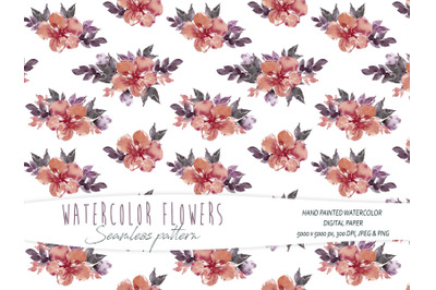 Watercolor simple floral seamless pattern