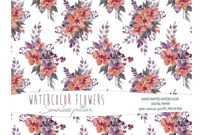 Watercolor simple floral seamless pattern