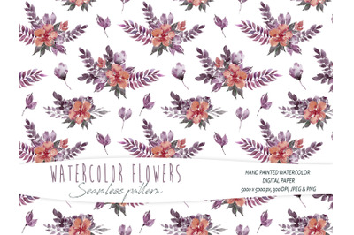 Watercolor simple floral seamless pattern