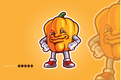 Vegetarian smile paprika logo mascot illustrations