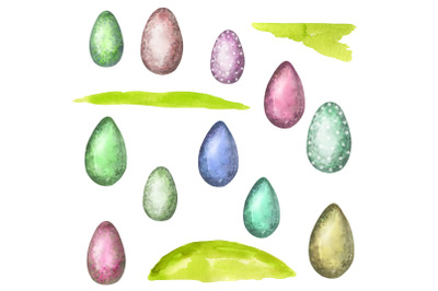 Watercolor eggs clipart