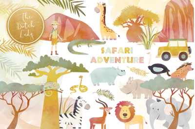 African Safari Adventure Clipart Set