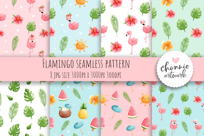 Flamingo seamless patterns, Tropical seamless pattern, Tropical Flamin