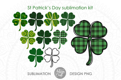 St Patricks Day sublimation designs, shamrock sublimation PNG