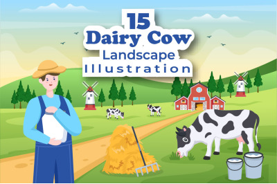 15 Dairy Cow at the Farmer Flat Illustration