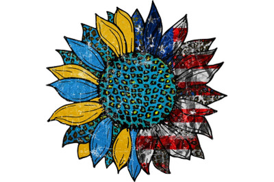 Sunflower Ukraine And American Flag Sublimation