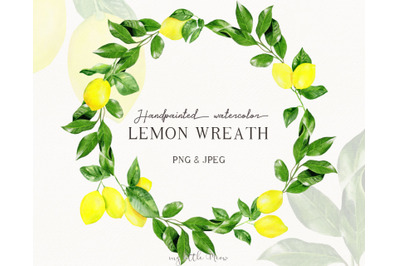 Lemon wedding wreath watercolor #w146