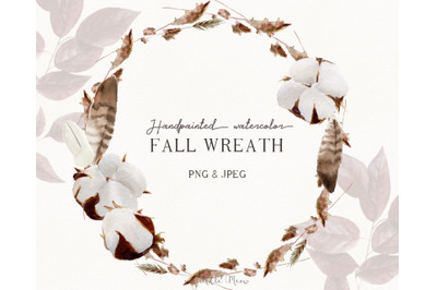 Autumn herb watercolor wreath
