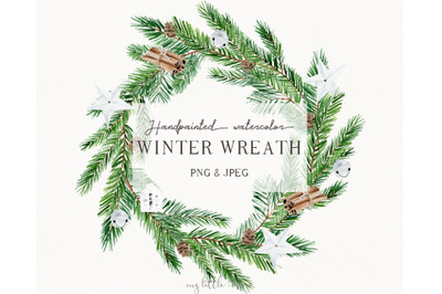 Winter scandinavian wreath clipart #w59