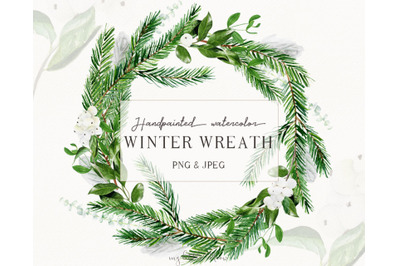 Watercolor christmas wreath clip art #w94