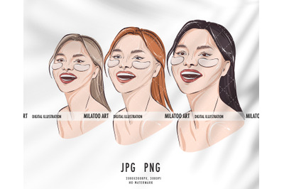 Beauty clipart PNG women under eye patches fashion illustration, Femal