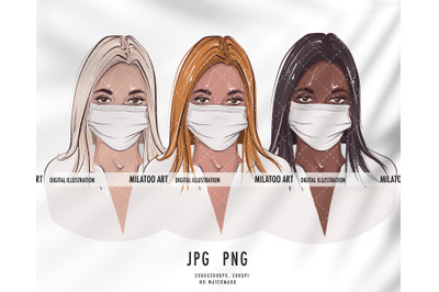 Doctor clipart Nurse PNG  women in face mask fashion illustration, Fem